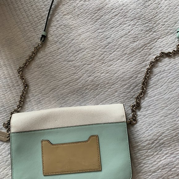 Coach Clutch purse in excellent condition - white & baby blue, - Picture 2 of 3